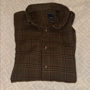 Arrow USA 1851 Men's Brown Plaid Button-Down Shirt